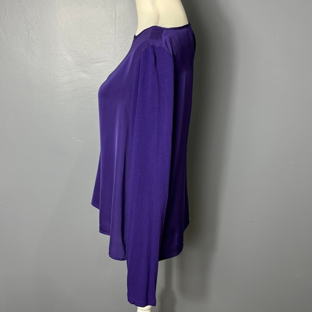 Lauren Ralph Lauren Womens‎ Purple Mixed Media Long Sleeve Blouse Top Large L - Picture 3 of 9